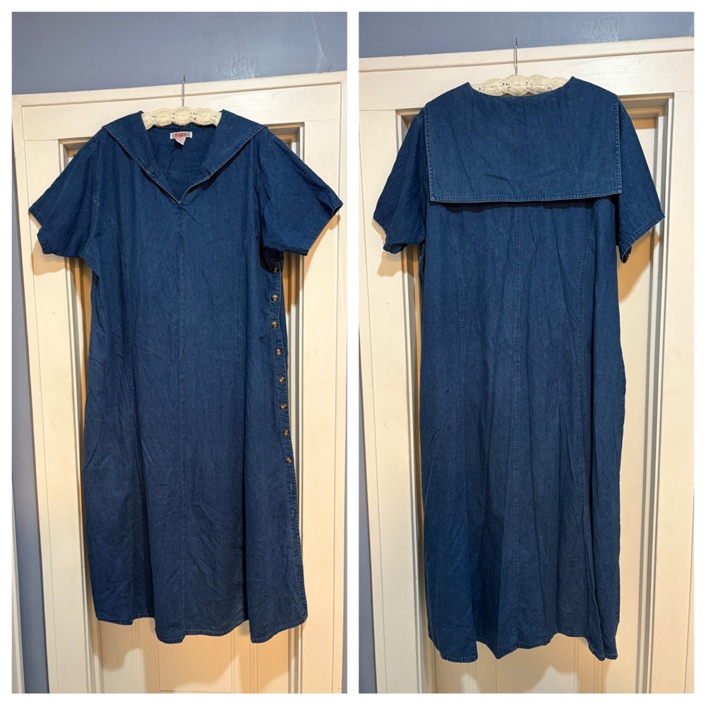 VTG 80s FADS Brand Classic Navy Denim Sailor Dress